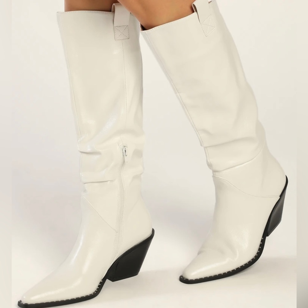 Lulus NWT white cowboy boots NEW IN BOX